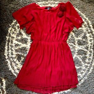 Deep red medium dress with flowy sleeves